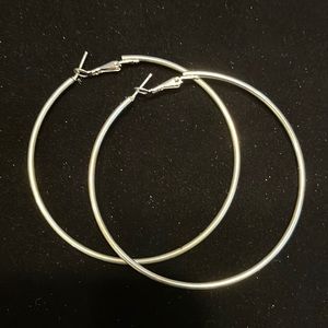 Large silver hoop earrings